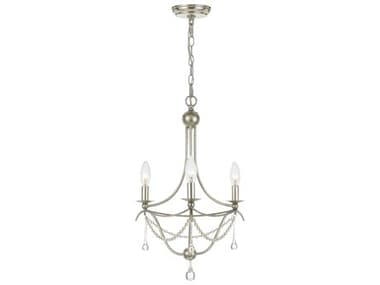 Crystorama Metro 15" Wide 3-Light Antique Silver Glass Candelabra Chandelier CRY423SA