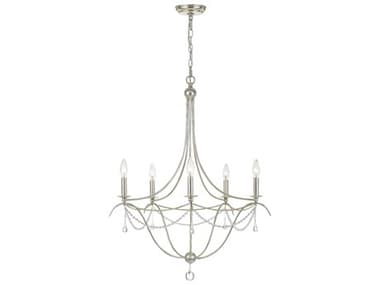 Crystorama Metro 27" Wide 5-Light Antique Silver Glass Candelabra Chandelier CRY425SA