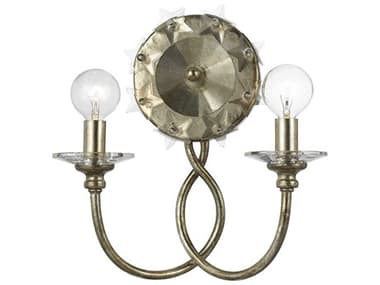Crystorama Willow 11" Tall 2-Light Antique Silver Chrome Crystal Wall Sconce CRY442SA