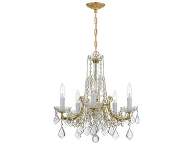 Crystorama Traditional Crystal 20" Wide 5-Light Gold Glass Candelabra Chandelier CRY4576GDCLMWP