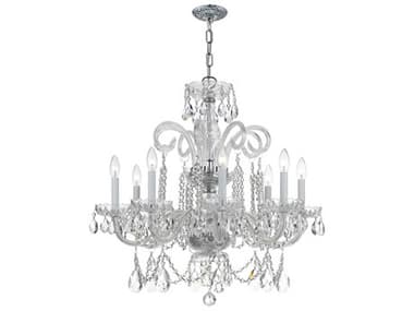 Crystorama Traditional Crystal 27" Wide 8-Light Chrome Glass Candelabra Chandelier CRY5008