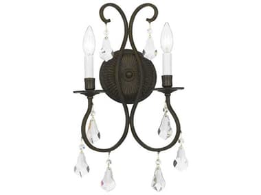 Crystorama Ashton 18&quot; Tall 2-Light Bronze Crystal Wall Sconce CRY5012