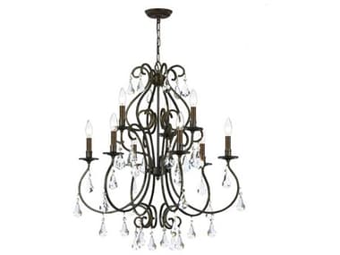 Crystorama Ashton 25" Wide 9-Light Silver Crystal Candelabra Tiered Chandelier CRY5019