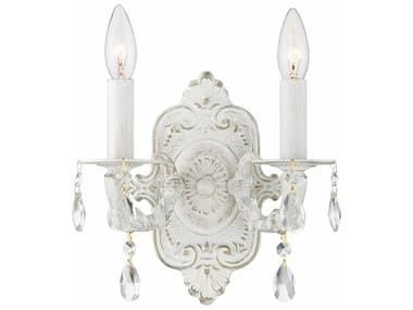 Crystorama Paris Market 9" Tall 2-Light White Crystal Wall Sconce CRY5022