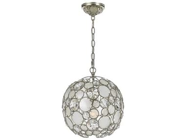 Crystorama Palla 13" 1-Light Antique Silver Crystal Globe Round Pendant CRY527SA