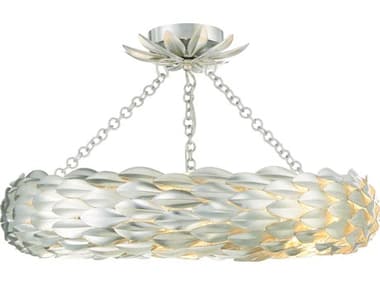 Crystorama Broche 24" 6-Light Antique Silver Semi Flush Mount CRY536SACEILING