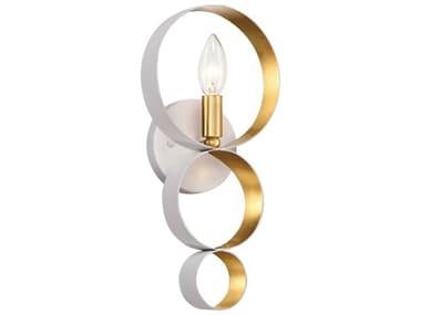 Crystorama Luna 14" Tall 1-Light Matte White Antique Gold Wall Sconce CRY581MTGA