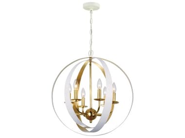 Crystorama Luna 21" Wide 6-Light Matte White Antique Gold Candelabra Globe Chandelier CRY585MTGA