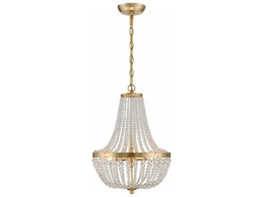 Crystorama Rylee 14&quot; Wide 3-Light Antique Gold Crystal Bowl Candelabra Empire Chandelier CRY603GA
