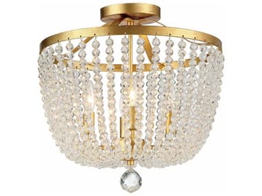Crystorama Rylee 16" 4-Light Antique Gold Crystal Bowl Semi Flush Mount CRY604GACEILING