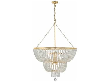 Crystorama Rylee 32" Wide 12-Light Antique Gold Crystal Candelabra Tiered Chandelier CRY612GA
