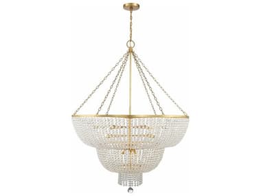 Crystorama Rylee 15-Light Antique Gold Glass Candelabra Chandelier CRY614GA