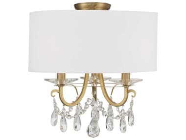 Crystorama Othello 14" 3-Light Vibrant Gold Crystal Drum Semi Flush Mount CRY6623VGCLMWPCEILING