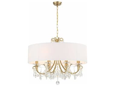 Crystorama Othello 32" Wide 8-Light Vibrant Gold Crystal Candelabra Drum Chandelier CRY6628VGCLMWP