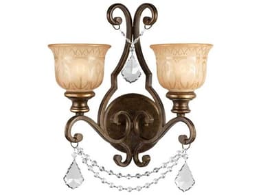 Crystorama Norwalk 18" Tall 2-Light Bronze Umber Crystal Glass Wall Sconce CRY7502