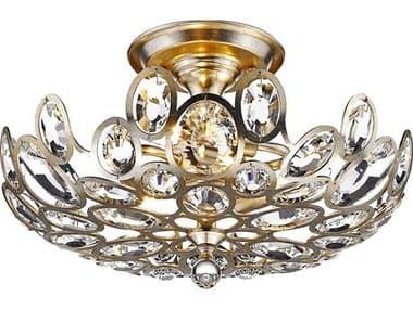 Crystorama Sterling 16" 3-Light Distressed Twilight Chrome Crystal Bowl Semi Flush Mount CRY7583DT