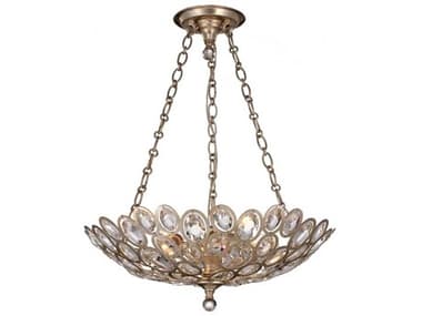 Crystorama Sterling 20" Wide 3-Light Distressed Twilight Chrome Crystal Bowl Chandelier CRY7584DT