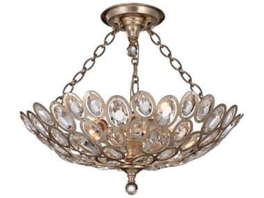 Crystorama Sterling 20" 3-Light Distressed Twilight Chrome Crystal Bowl Semi Flush Mount CRY7584DTCEILING