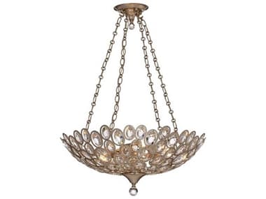 Crystorama Sterling 24" Wide 5-Light Distressed Twilight Chrome Crystal Bowl Chandelier CRY7587DT