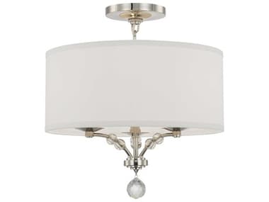 Crystorama Mirage 18" 3-Light Polished Nickel Crystal Glass Drum Semi Flush Mount CRY8005PNCEILING