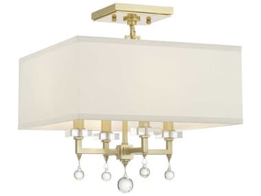 Crystorama Paxton 16" 4-Light Aged Brass Glass Semi Flush Mount CRY8105AGCEILING