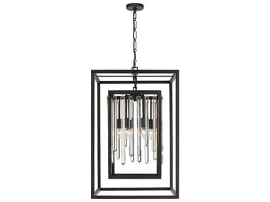 Crystorama Hollis 21" Wide 6-Light Forged Bronze Crystal Geometric Chandelier CRY8409FB