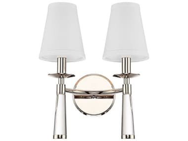 Crystorama Baxter 15" Tall 2-Light Polished Nickel Steel Wall Sconce CRY8862PN