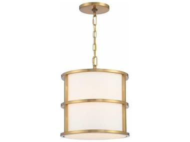 Crystorama Hulton 13" Wide 3-Light Luxe Gold Drum Geometric Chandelier CRY9593LG