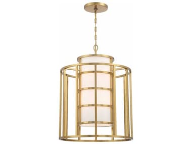 Crystorama Hulton 21" Wide 6-Light Luxe Gold Drum Geometric Chandelier CRY9597LG