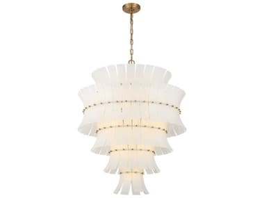 Crystorama Abigail 21-Light Aged Brass White Tiered Chandelier CRYABI2008AGWH