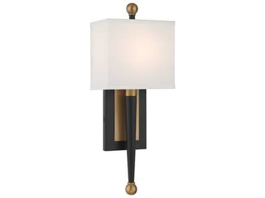 Crystorama Ardson 1-Light Matte Black Vibrant Gold Wall Sconce CRYARD832MKVG