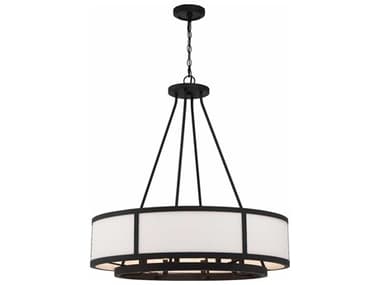 Crystorama Bryant 32" Wide 8-Light Black Forged Glass Drum Chandelier CRYBRY8008BF