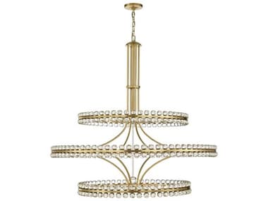 Crystorama Clover 48" Wide 24-Light Aged Brass Glass Round Tiered Chandelier CRYCLO8000AG