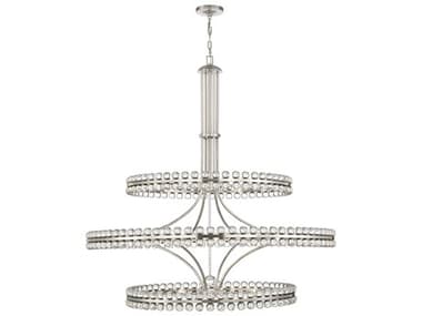 Crystorama Clover 48" Wide 24-Light Brushed Nickel Glass Round Tiered Chandelier CRYCLO8000BN