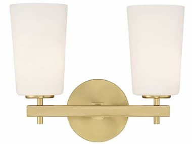 Crystorama Colton 14" Wide 2-Light Aged Brass Glass Vanity Light CRYCOL102AG