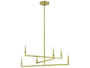 Crystorama Dante 44" Wide 6-Light Aged Brass Candelabra Linear Tiered Chandelier CRYDNT6046AG