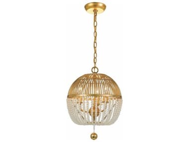 Crystorama Duval 12" Wide 3-Light Antique Gold Glass Candelabra Globe Chandelier CRYDUV623GA