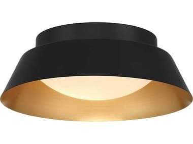 Crystorama Donoven 2-Light Matte Black Gold Round Flush Mount CRYED0552202MKGD