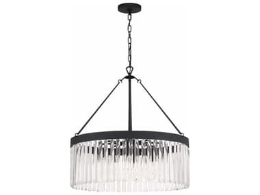 Crystorama Emory 24" Wide 8-Light Black Forged Glass Drum Chandelier CRYEMO5406BF
