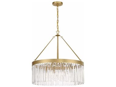 Crystorama Emory 24" Wide 8-Light Modern Gold Glass Drum Chandelier CRYEMO5406MG