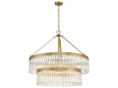 Crystorama Emory 32" Wide 9-Light Modern Gold Candelabra Tiered Chandelier CRYEMO5408MG