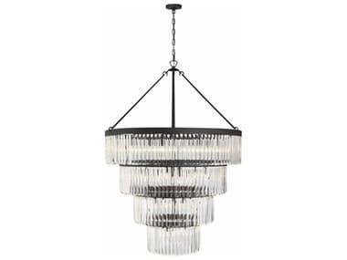 Crystorama Emory 40" Wide 22-Light Black Forged Crystal Candelabra Drum Tiered Chandelier CRYEMO5409BF