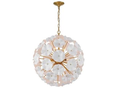 Crystorama Esme 9-Light Aged Brass White Sputnik Pendant CRYESM4006AGWH