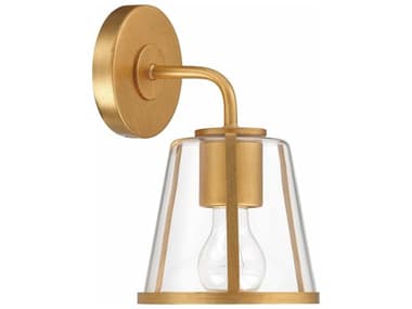Crystorama Fulton 10" Tall 1-Light Antique Gold Glass Wall Sconce CRYFUL911GACL