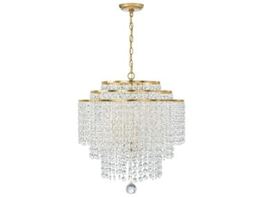 Crystorama Gabrielle 22" Wide 6-Light Antique Gold Crystal Tiered Chandelier CRYGABB7305GA