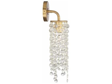 Crystorama Gabrielle 19&quot; Tall 1-Light Antique Gold Crystal Wall Sconce CRYGABB7311GA