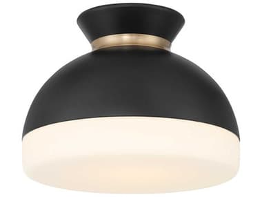 Crystorama Gidget 1-Light Matte Black Vibrant Gold Dome Flush Mount CRYGID4000MKVG