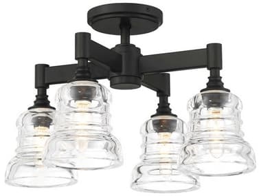 Crystorama Gregory 4-Light Matte Black Bell Semi Flush Mount CRYGRG1045MK