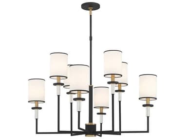 Crystorama Hatfield 8-Light Black Forged Vibrant Gold Candelabra Chandelier CRYHAT478BFVG