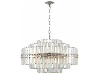 Crystorama Hayes 28" Wide 16-Light6-Light Polished Nickel Crystal Tiered Chandelier CRYHAY1407PN